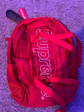 Supreme Red Vertical Logo Backpack for Women